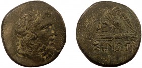 Greek, Paphlagonia, c. 120-63 BC, AE, Sinope 
7.49 g, 19 mm, aVF

Obverse: Laureate head of Zeus right
Reverse: ΣINΩΠHΣ, eagle standing facing on thun...