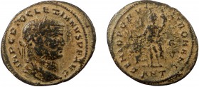 Roman Imperial, Diocletian, AE Follis, Antioch
6.92 g, 29 mm, F

Obverse: IMP DIOCLETIANVS P F AVG, laureate head right
Reverse: GENIO POPVLI ROMANI, ...