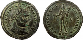 Roman Imperial, Diocletian, AE Follis, Antioch
10.95 g, 28mm, VF

Obverse: IMP DIOCLETIANVS P F AVG, laureate head right
Reverse: GENIO POPVLI ROMANI,...