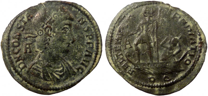 Roman Imperial, Constans, AE Follis, Rome, very rare
4.06 g, 26 mm, gF

Obverse:...