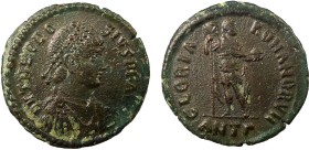 Roman Imperial, Theodosius I, AE Follis, Antioch
5.44 g, 24 mm, aVF

Obverse: D N THEODOSIVS P F AVG, pearl-diademed, draped and cuirassed bust right
...