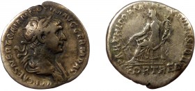 Roman Imperial, Trajan, AR Denarius, Rome
3.09 g, 19 mm, gF

Obverse: IMP CAES NER TRAIAN OPTIMO AVG GERM DAC, laureate and draped bust of Trajan righ...