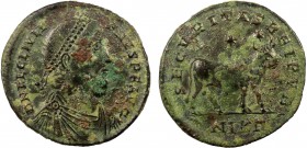 Roman Imperial, Julian II, AE Follis, Nicomedia
9.03 g, 29 mm, gF

Obverse: D N FL CL IVLIANVS P F AVG, pearl-diademed, draped and cuirassed bust righ...