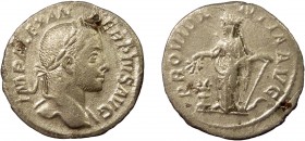 Roman Imperial, Severus Alexander, AR Denarius, Rome
2.55 g, 19 mm, gF

Obverse: IMP ALEXANDER PIVS AVG, laureate bust right
Reverse: PROVIDENTIA AVG,...