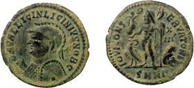 Roman Imperial, Licinius II, AE Follis, Heraclea
2.93 g, 21 mm, aVF

Obverse: DN VAL LICIN LICINIVS NOB C, helmeted, cuirassed bust left, holding spea...