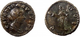 Roman Imperial, Faustina II, AR Denarius, Rome
3.11 g, 18 mm, aVF, toned

Obverse: FAVSTINA AVGVSTA, draped bust right
Reverse: VENVS, Venus standing ...