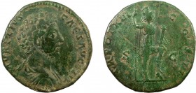Roman Imperial, Marcus Aurelius, AE Sestertius, Rome
26.63 g, 31 mm, aVF

Obverse: AVRELIVS CAES AVG PII F, bareheaded, draped and cuirassed bust of M...