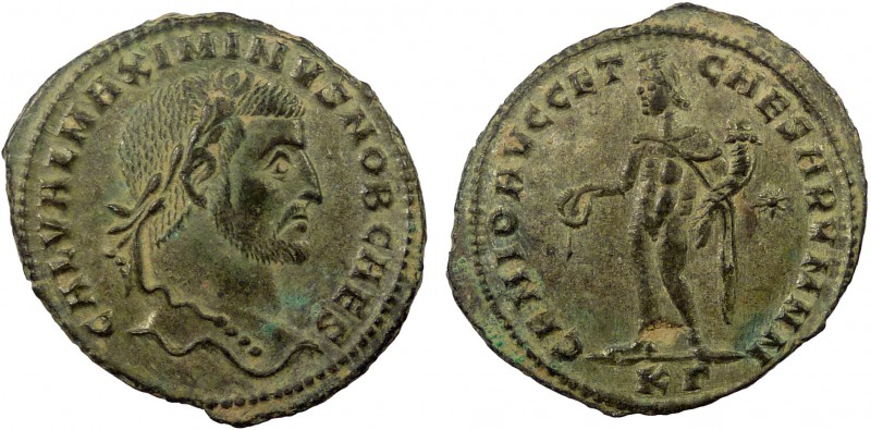Roman Imperial, Maximinus Daia, AE silvered Follis, Kyzikos
8.94 g, 28 mm, XF, f...