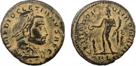 Roman Imperial, Diocletian, BI Nummus, Lyon
9.31 g, 28 mm, gF

Obverse: IMP DIOCLETIANVS AVG, laureate and cuirassed bust right
Reverse: GENIO POPVLI ...