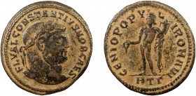 Roman Imperial, Constantius I, AE Follis, Heraclea
9.42 g, 28 mm, aVF

Obverse: FL VAL CONSTANTIVS NOB CAES, laureate head right
Reverse: GENIO POPVLI...