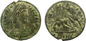 Roman Imperial, Constantius II, AE Centenionalis, Cyzicus
5.16 g, 24 mm, aVF

Obverse: DN CONSTANTIVS PF AVG, Pearl-diademed, draped and cuirassed bus...