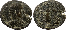 Roman Provincial, Cilicia, Seleukeia ad Kalykadnon, Trebonianus Gallus, AE29
11.27 g, 29 mm, aVF

Obverse: AVK ΓA OYIB CABIN ΓAΛΛOC, radiate, drape...