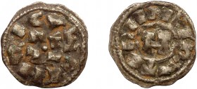 Italy, Lucca. Republic. Henry II Emperor and King of Italy, BI Denaro
0.82 g, 16 mm, VF

Obverse: + INPERATOR, concentric legend around H within in...