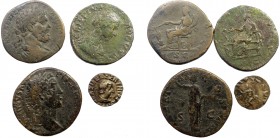 Lot of 3 Roman AE Sestertii and 1 Indian AE

This lot contains 3 Roman AE Sestertii and 1 Indian AE. Lot sold as is, no returns