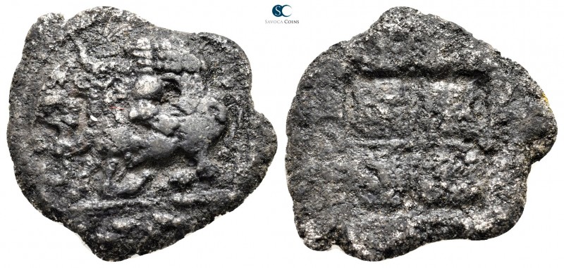 Macedon. Akanthos 480-470 BC. 
Fourrée Tetradrachm

27mm., 9,75g.



near...