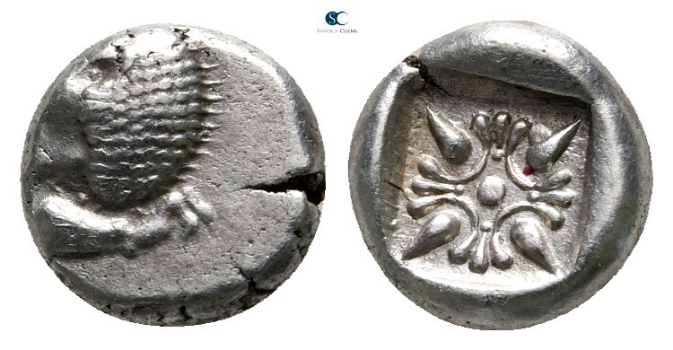 Ionia. Miletos circa 525-475 BC. 
Diobol AR

8mm., 1,17g.



very fine