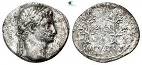 Augustus 27 BC-AD 14. Uncertain Spanish mint . Denarius AR