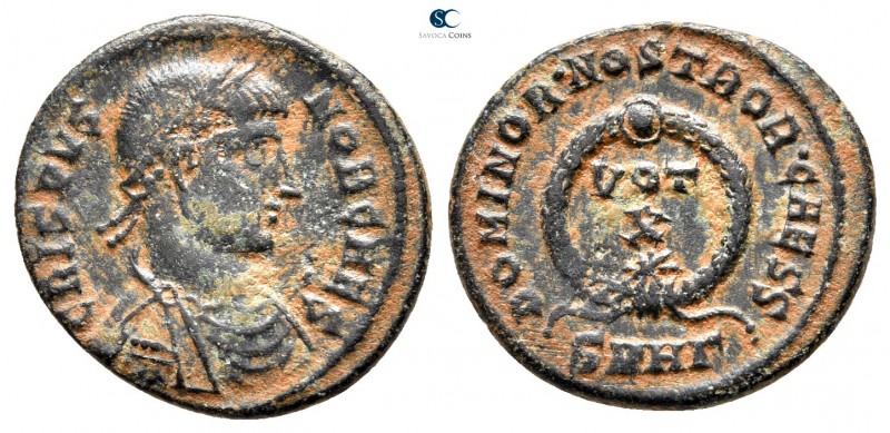 Crispus, as Caesar AD 317-326. Heraclea
Follis Æ

18mm., 2,56g.



very f...