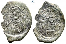Constantine IV Pogonatus, with Heraclius and Tiberius. AD 668-685. Syracuse. Follis Æ