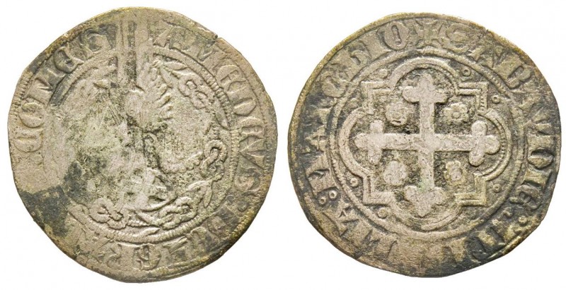Amedeo VIII Conte 1391-1416, 
Reggenza di Bona di Borbone 1391-1398
Mezzo Grosso...