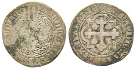 Amedeo VIII Conte 1391-1416, 
Reggenza di Bona di Borbone 1391-1398
Mezzo Grosso, I Tipo, ND, Mi 1.81 g.
Ref : MIR 112c (R2), Biaggi 100
Conservation ...