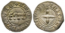 Amedeo VIII Duca 1416-1440
Quarto di Grosso, II tipo, Savoiardo, Chambéry, ND, Mi 1.47 g.
Ref : MIR 143a, Sim. 39, Biaggi 127c
Conservation : TTB
