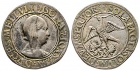 Bona di Savoia reggente 1476-1481
(Milano, Gian Galeazzo Maria Sforza)
Testone, ND, AG 9.60 g.
Ref : MIR 218/1 (R3), Cr. 2/4
Conservation : TTB. T...