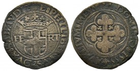 Emanuele Filiberto Duca 1559-1580
4 Grossi, I tipo, Vercelli, 1555, Mi 4.95 g.
Ref : MIR 518a (R), Biaggi 436b
Conservation : TB/TTB