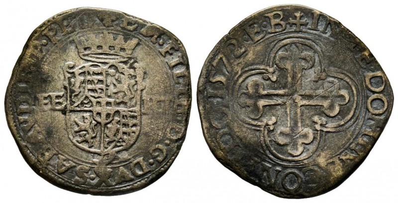 Emanuele Filiberto Duca 1559-1580 
Bianco o 4 Soldi, I tipo, 1572, Mi 4.27 g.
Re...