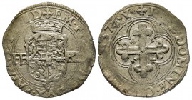 Emanuele Filiberto Duca 1559-1580 
Bianco o 4 Soldi, I tipo, Vercelli, 1577 V, Mi 4.2 g.
Ref : MIR 520af, Biaggi 438c
Conservation : TTB