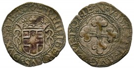 Emanuele Filiberto Duca 1559-1580 
Grosso, I Tipo, Aosta, 1556, Mi 1.90 g.
Ref : MIR 529c, Sim. 53, Biaggi 445e
Conservation : TTB+