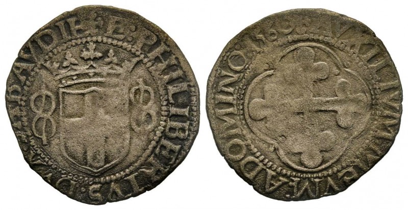 Emanuele Filiberto Duca 1559-1580 
Grosso, IV tipo, Torino, 1560, Mi 1.84 g.
Ref...