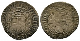 Emanuele Filiberto Duca 1559-1580 
Grosso, IV tipo, Torino, 1560, Mi 1.84 g.
Ref : MIR 532d, Sim. 56/5, Biaggi 448
Conservation : TTB