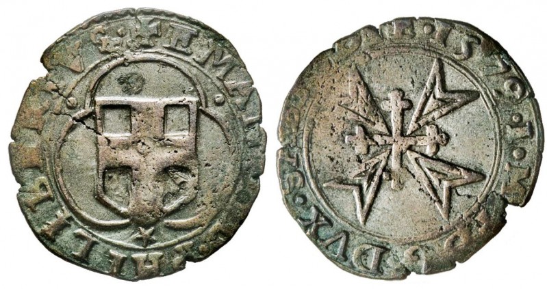 Emanuele Filiberto Duca 1559-1580 
Parpagliola, Chambéry, 1579, Mi 1.62 g.
Ref :...