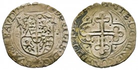 Emanuele Filiberto Duca 1559-1580 
Soldo, II Tipo, Chambéry, 1572 ED,, Mi 1.80 g.
Ref : MIR 534ae, Biaggi 450 a6
Conservation : TTB