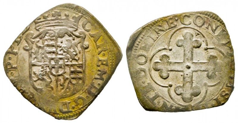Emanuele Filiberto Duca 1559-1580 
Soldo, II Tipo, Torino, 1581 T, Mi 1.80 g.
Re...