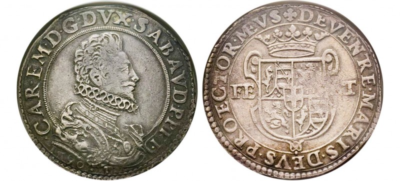Emanuele Filiberto Duca 1559-1580 
Ducatone, IV Tipo, Torino, 1590 T, AG 31.76 g...