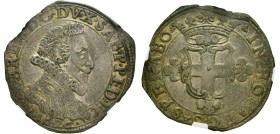 Carlo Emanuele I 1580-1630 
2 Fiorini, IV tipo, Vercelli, 1626, Mi 6.35 g.
Ref : MIR 648a (R ), Sim. 60, Biaggi 547b
Conservation : NGC XF45