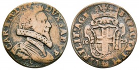 Carlo Emanuele I 1580-1630 
Fiorino, II Tipo, Falso d'epoca, Vercelli, 1629 V, AG 4.81 g.
Ref : MIR 652f (R), Biaggi 549b 
Conservation : TB-TTB
