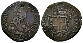 Carlo Emanuele I 1580-1630 
Fiorino, III tipo, Falso d'epoca, Vercelli,1629, Mi 5.54 g.
Ref : MIR 653a (R), Sim. 62/b, Biaggi 550
Conservation : TTB
