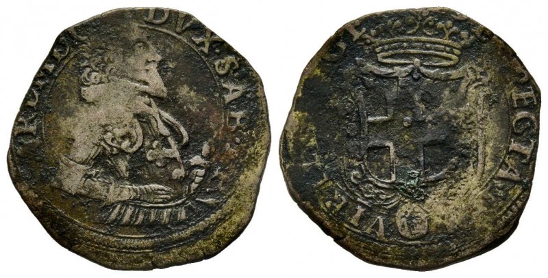 Carlo Emanuele I 1580-1630 
Fiorino, III tipo, data illeggibile, AG 3.38 g.
Ref ...