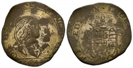 Carlo Emanuele II
Reggenza della madre 1638-1648 
Mezza Lira, V tipo, Torino, 1642, AG 8.66 g.
Ref : MIR 758b, Sim. 20, Biaggi 634d
Conservation : B/T...