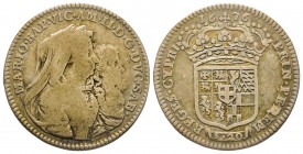 Vittorio Amedeo
Reggenza della Madre 1675-1680 
Lira, Torino, 1676, AG 5.92 g.
Ref : MIR 838b (R4), Sim. 6, Biaggi 709a
Conservation : TB/TTB. Très Ra...