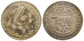 Vittorio Amedeo
Reggenza della Madre 1675-1680 
Lira, Torino, 1676, AG 6.02 g.
Ref : MIR 838b (R4), Sim. 6, Biaggi 709a
Conservation : TTB. Très Rare