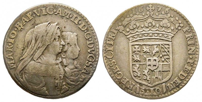 Vittorio Amedeo
Reggenza della Madre 1675-1680 
Mezza Lira, Torino, 1676, AG 3.0...