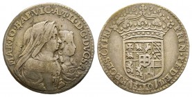 Vittorio Amedeo
Reggenza della Madre 1675-1680 
Mezza Lira, Torino, 1676, AG 3.00 g.
Ref : MIR 839b (R2), Biaggi 710a
Conservation : TTB