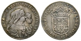 Vittorio Amedeo
Reggenza della Madre 1675-1680 
Mezza Lira, Torino, 1677, AG 2.96 g.
Ref : MIR 839c (R), Biaggi 710d
Conservation : TTB