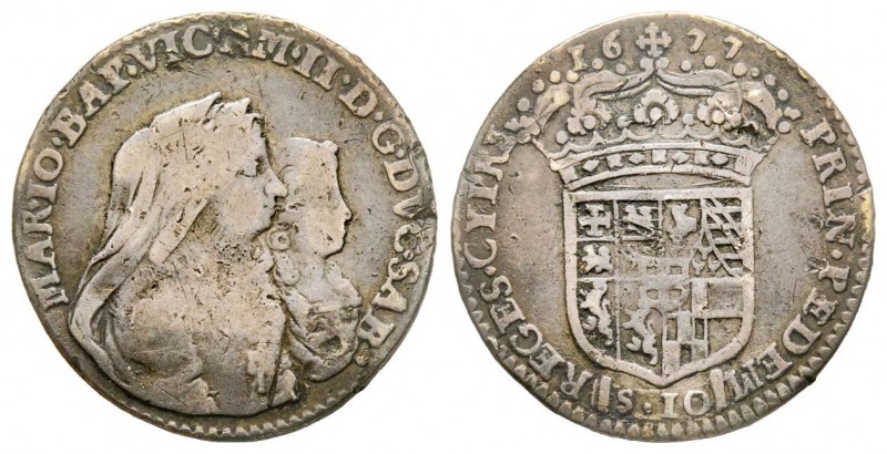 Vittorio Amedeo
Reggenza della Madre 1675-1680 
Mezza Lira, Torino, 1677, AG 3.0...