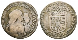 Vittorio Amedeo
Reggenza della Madre 1675-1680 
Mezza Lira, Torino, 1678, AG 2.89 g.
Ref : MIR 839d (R), Sim. 7, Biaggi 710b
Conservation : TB