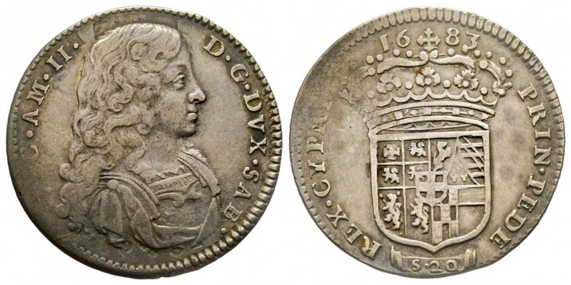 Vittorio Amedeo
Reggenza della Madre 1675-1680 
1 Lira, I tipo, Torino, 1683, AG...